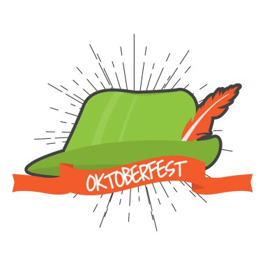 Oktoberfest etiket geleneksel şapka simgesiyle