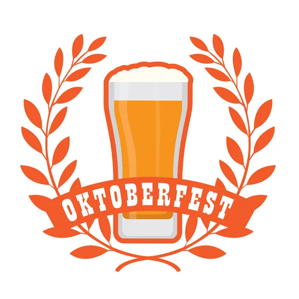 Etiqueta Oktoberfest com ícones de cerveja —  Vetores de Stock