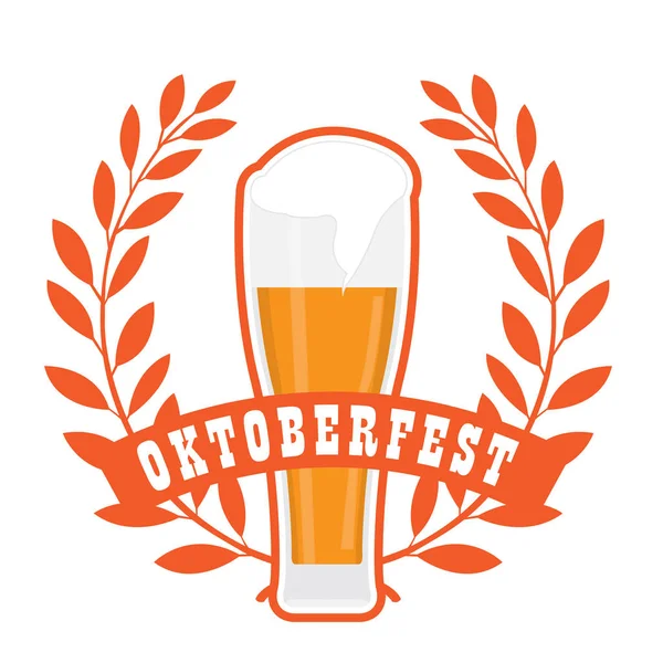Etiqueta Oktoberfest com ícones de cerveja —  Vetores de Stock