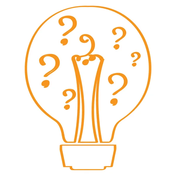 Conceptual idea lightbulb with question marks — Stock Vector