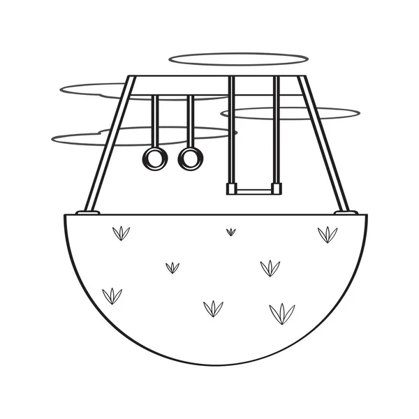 Blick auf einen öffentlichen Spielplatz mit Schaukel — Stockvektor