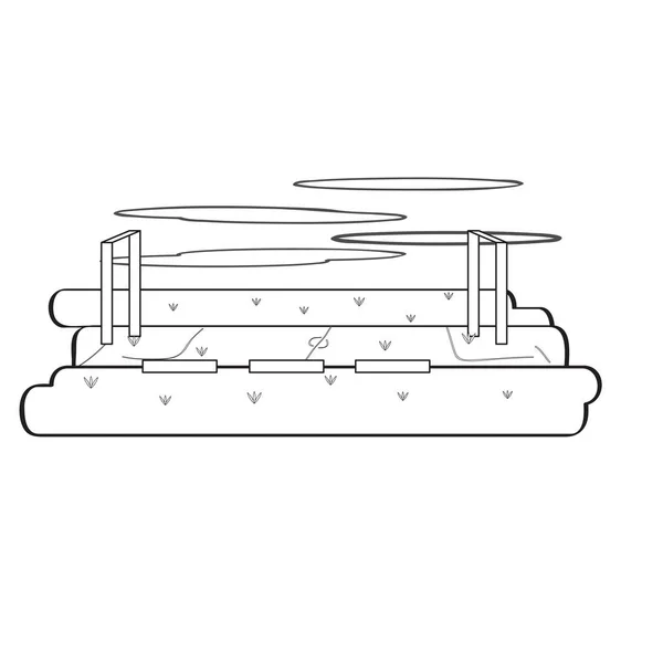 Vista de un parque público con un campo de fútbol — Vector de stock