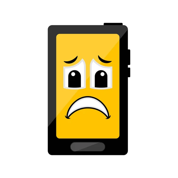 Isolé téléphone portable triste emote — Image vectorielle