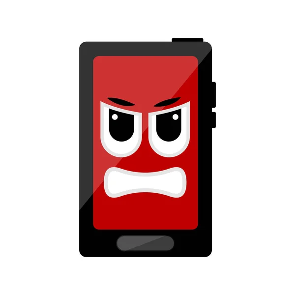 Isolated angry cellphone emote — Stock Vector