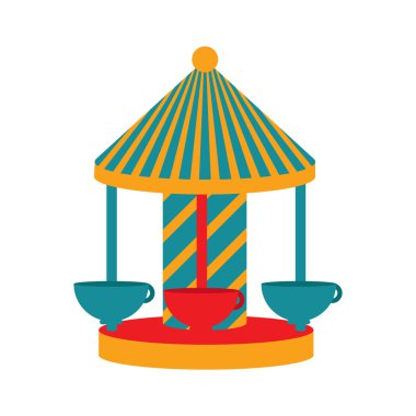 İzole karnaval carousel ile kahve kupaları simgesi