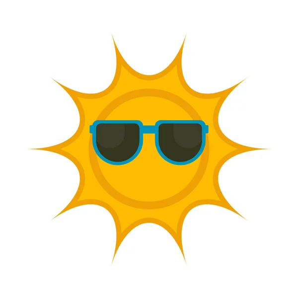 Изолированное солнце с иконой солнцезащитных очков — стоковый вектор
