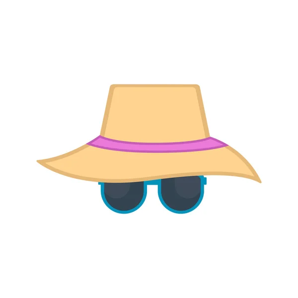 Yaz şapka ile güneş gözlüğü simgesi — Stok Vektör