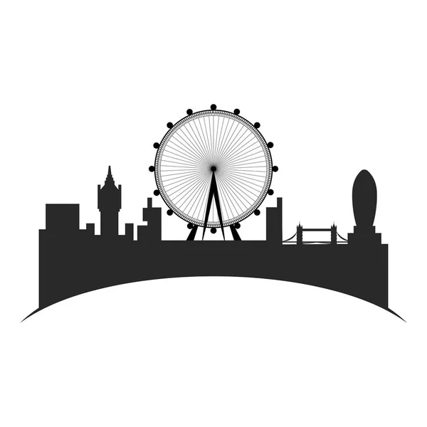 Geïsoleerde stadsgezicht van Londen met de London eye — Stockvector