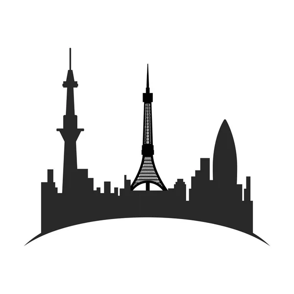 Paisaje urbano aislado de Tokio — Vector de stock