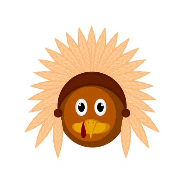 Avatar de un pájaro pavo con un sombrero indio — Vector de stock