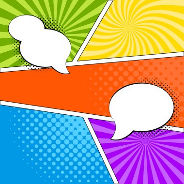 Noktalı resim efektleri ile renkli komik sayfalar