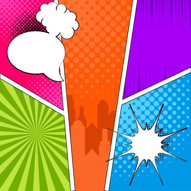 Noktalı resim efektleri ile renkli komik sayfalar