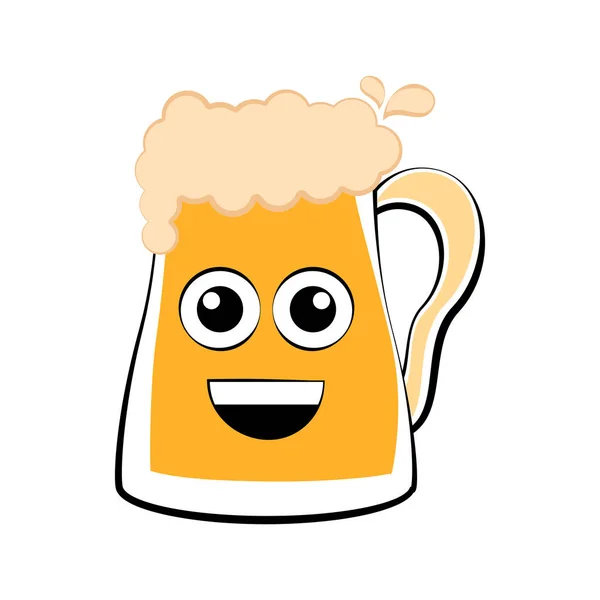 Color feliz taza de cerveza icono — Vector de stock