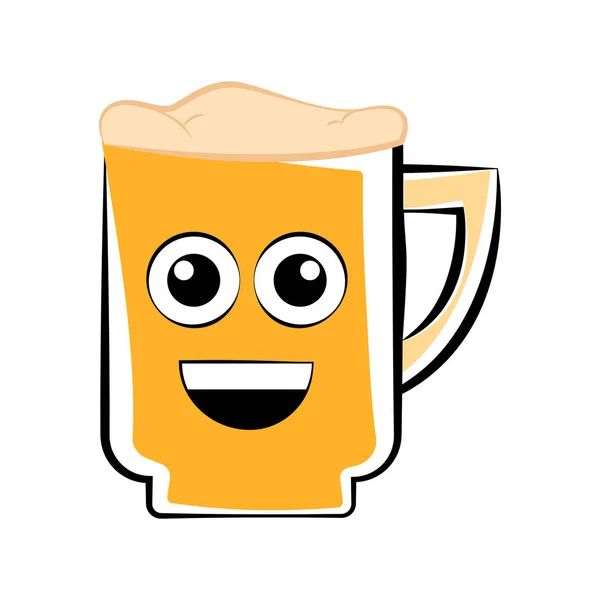 Color feliz taza de cerveza icono — Vector de stock