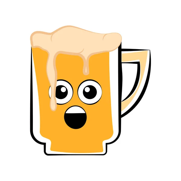 Färgade förvånad öl mugg ikonen — Stock vektor