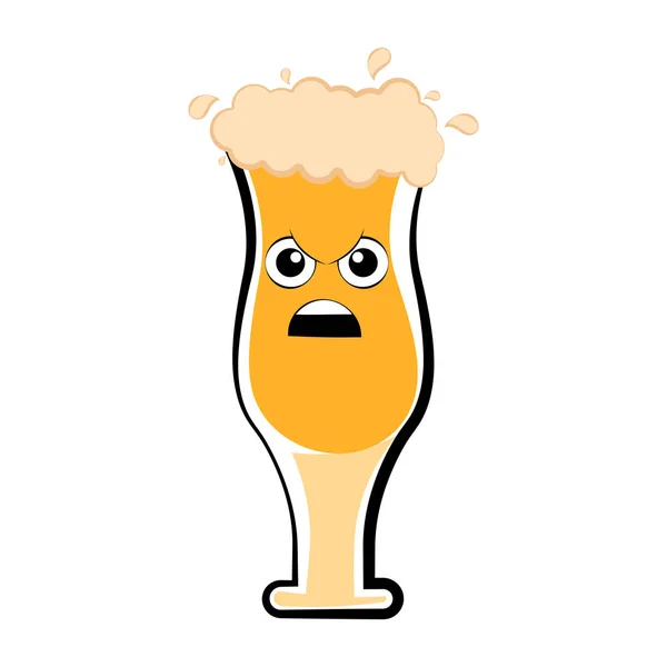 Ícone de vidro de cerveja irritado colorido — Vetor de Stock