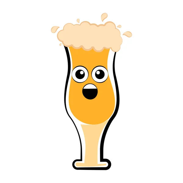Gekleurde verrast bier glas icoon — Stockvector