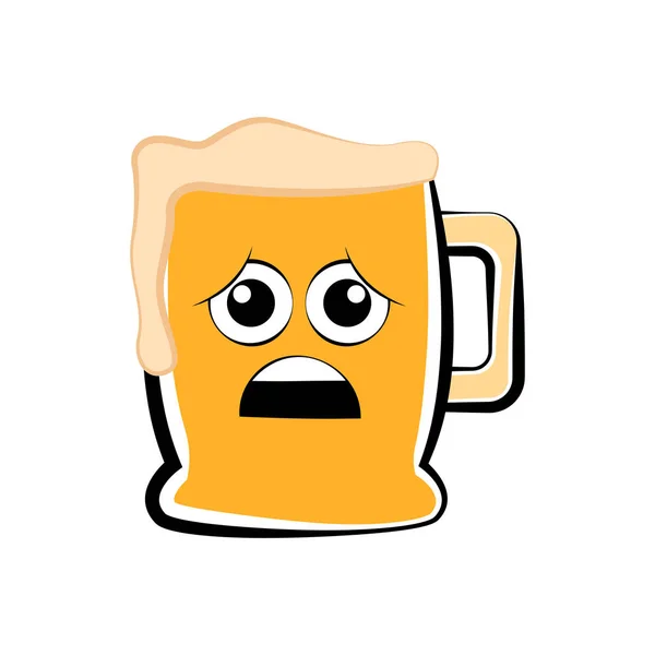 Traurige Bierkrug-Ikone — Stockvektor