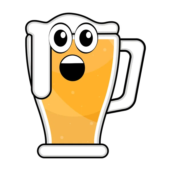 Ícone de vidro de cerveja surpreso colorido — Vetor de Stock