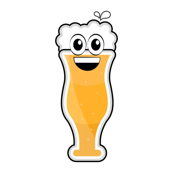 Gekleurde blij bier glas icoon — Stockvector