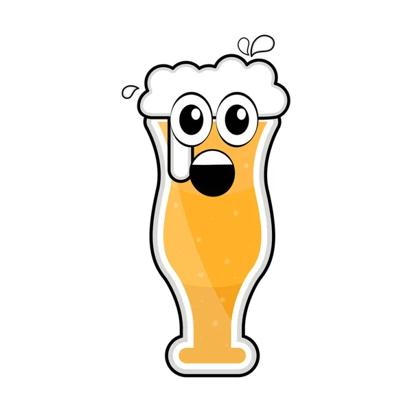 Gekleurde verrast bier glas icoon — Stockvector