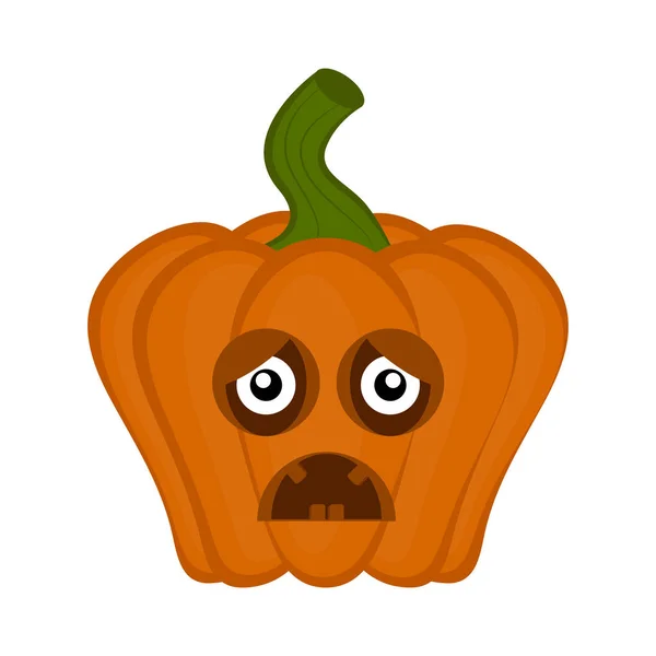 Triste personnage de dessin animé de citrouille halloween — Image vectorielle