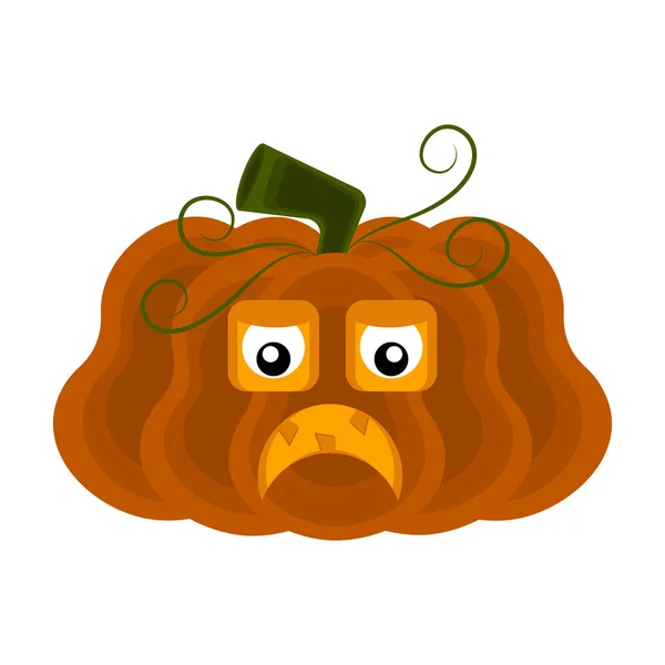 Triste personnage de dessin animé de citrouille halloween — Image vectorielle