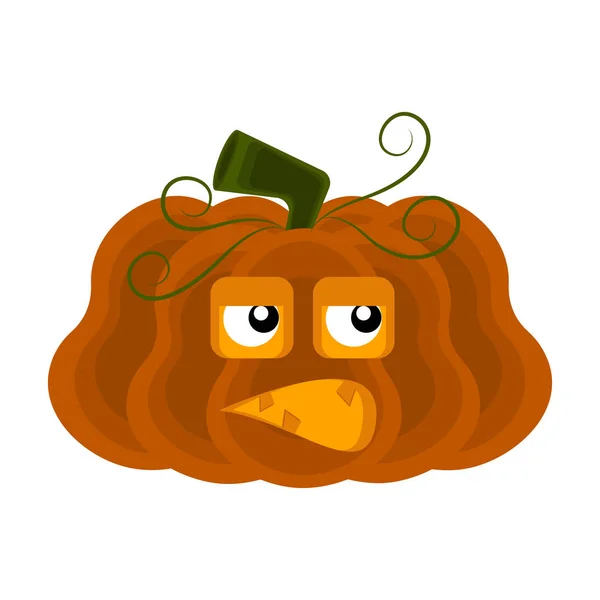 Disgustado personaje de dibujos animados de calabaza de halloween — Vector de stock