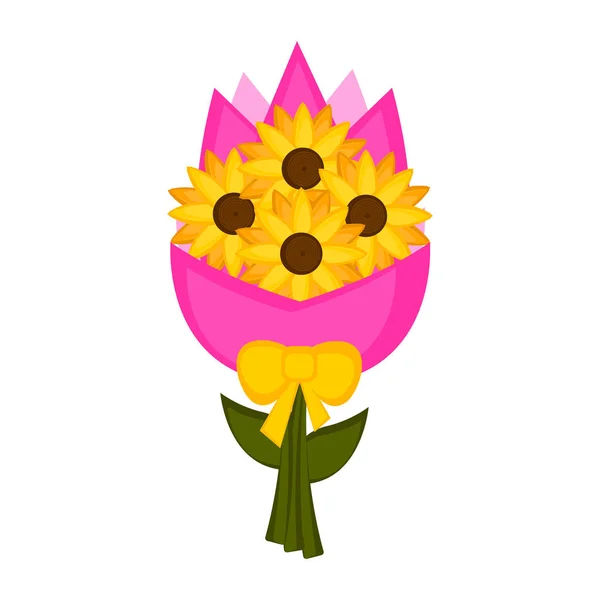 孤独的向日葵花束 — 图库矢量图片