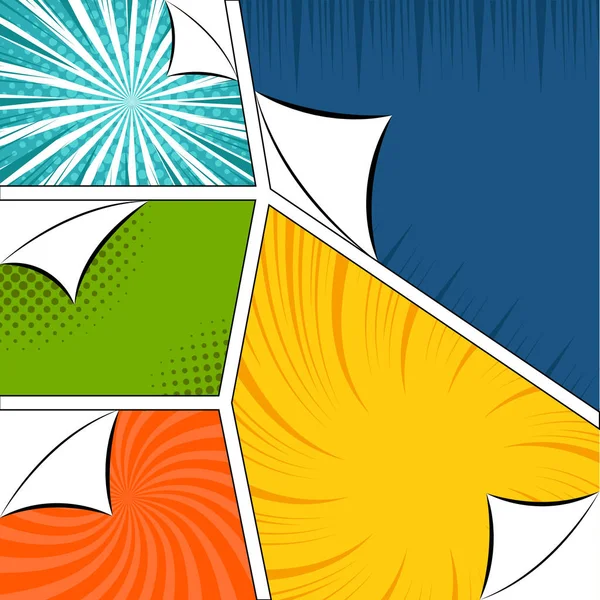 Páginas cômicas coloridas com efeitos de meio-tom — Vetor de Stock