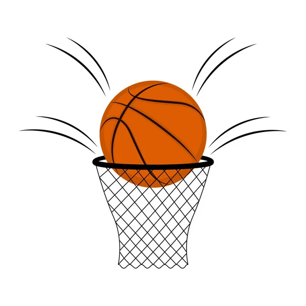 Balón de baloncesto aislado en una red — Vector de stock