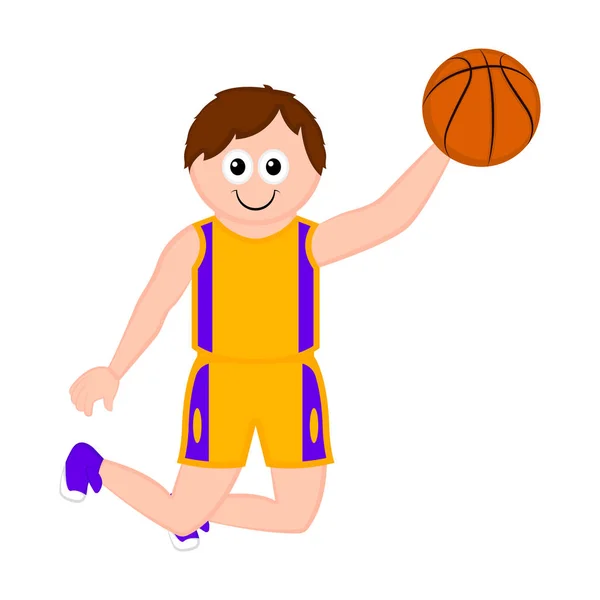 Aislado lindo jugador de baloncesto con una pelota — Vector de stock