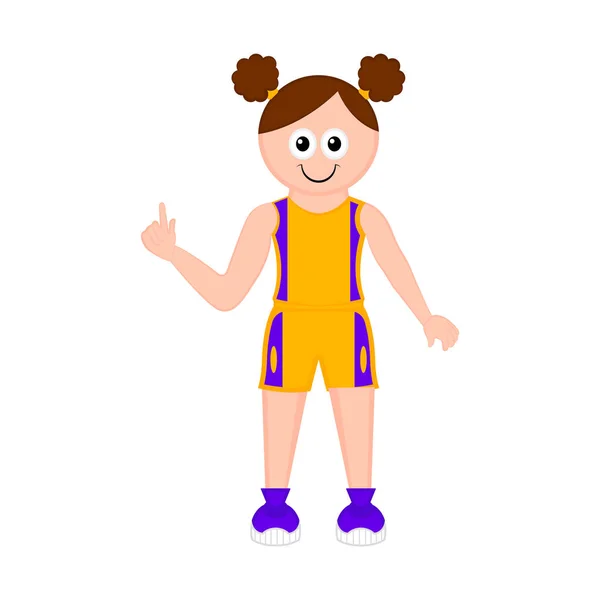 Isolato ragazza atleta personaggio dei cartoni animati — Vettoriale Stock