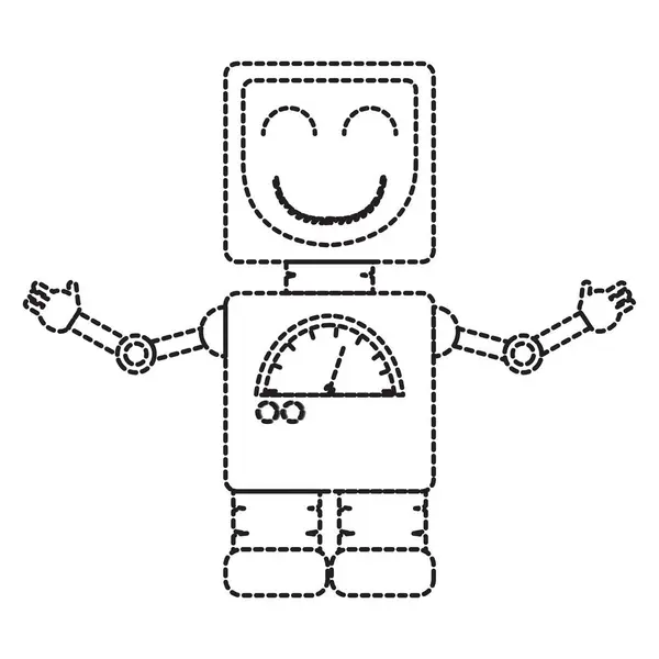 Gestrichelte Linie niedliches Roboter-Spielzeug-Symbol — Stockvektor
