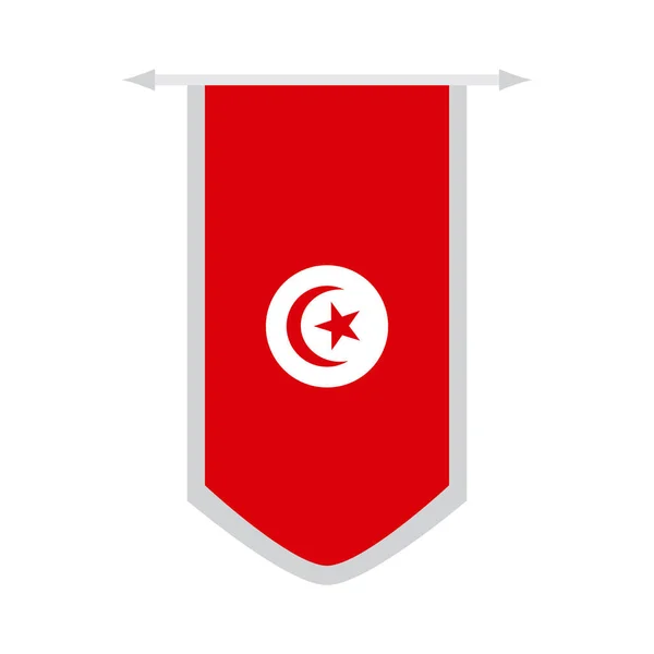 Bandeira da Tunísia em uma bandeira — Vetor de Stock