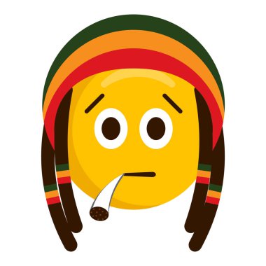 Ciddi emoji sigara bir reggae şapka ile