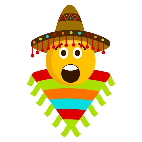 Surprised emoji with a mexican hat — Stock Vector