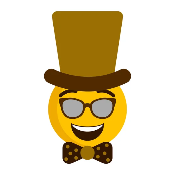 Emoji felice con un cappello da gentiluomo — Vettoriale Stock