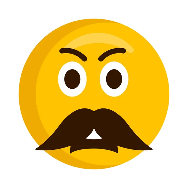 Emoji en colère avec une moustache — Image vectorielle