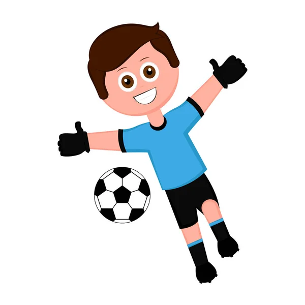 Gardien de but de football avec un ballon de football — Image vectorielle