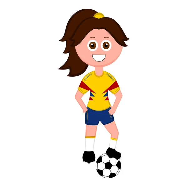 Giocatrice di calcio femminile con un pallone da calcio — Vettoriale Stock