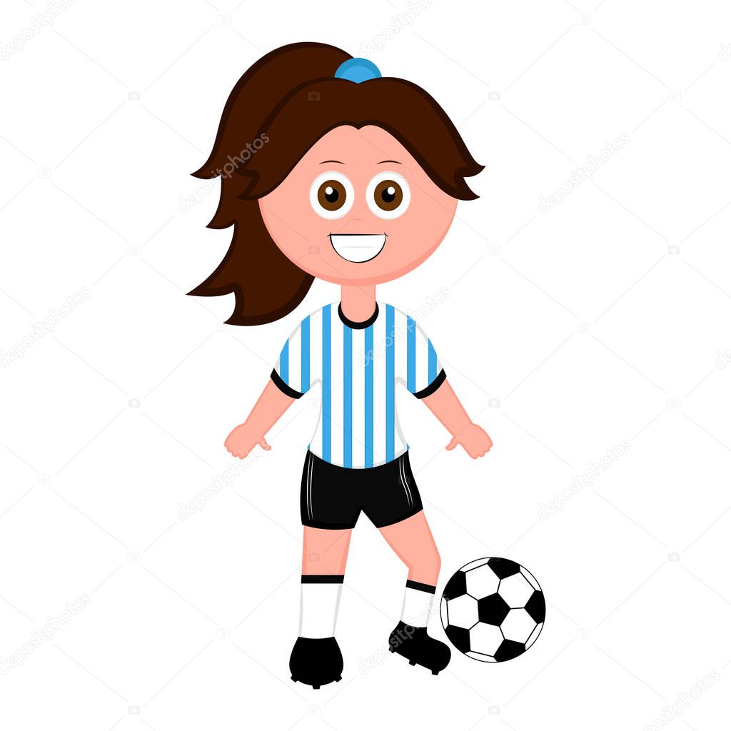 Female soccer player with a soccer ball