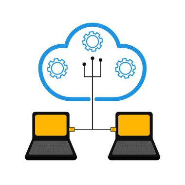 Bulut teknoloji için bağlı dizüstü bilgisayarlar çifti