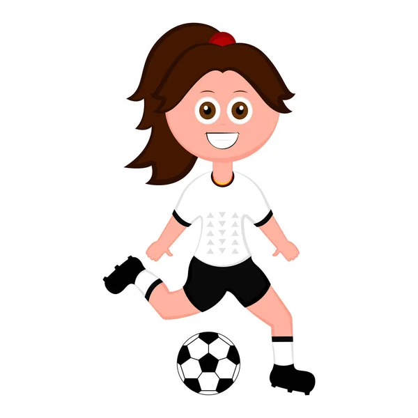 Giocatrice di calcio femminile con un pallone da calcio — Vettoriale Stock