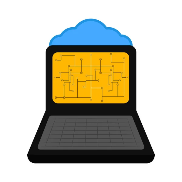 Laptop dengan teknologi cloud . - Stok Vektor