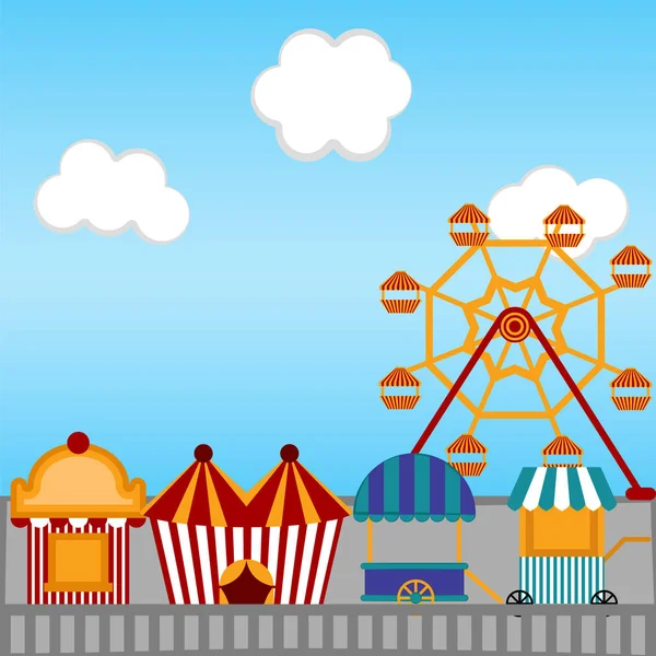 Vista de un parque temático de carnaval — Vector de stock