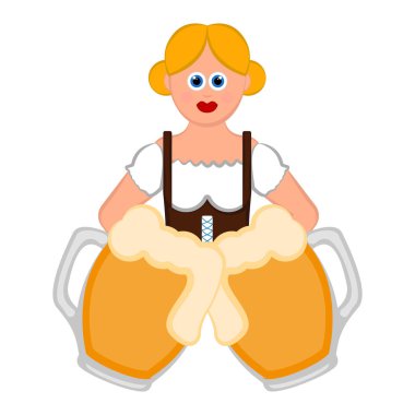 Bira bardağı çifti ile şirin kız. Oktoberfest