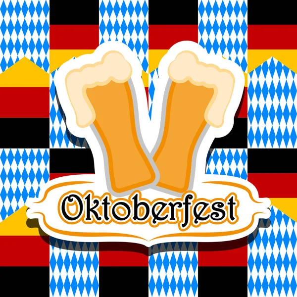 Un par de vasos de cerveza. Oktoberfest — Vector de stock