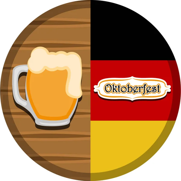 Etikett mit Deutschlandfahne und Bierkrug — Stockvektor