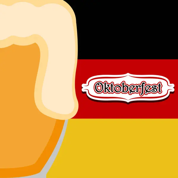 Φόντο με μια κούπα μπίρα και την σημαία της Γερμανίας — Διανυσματικό Αρχείο